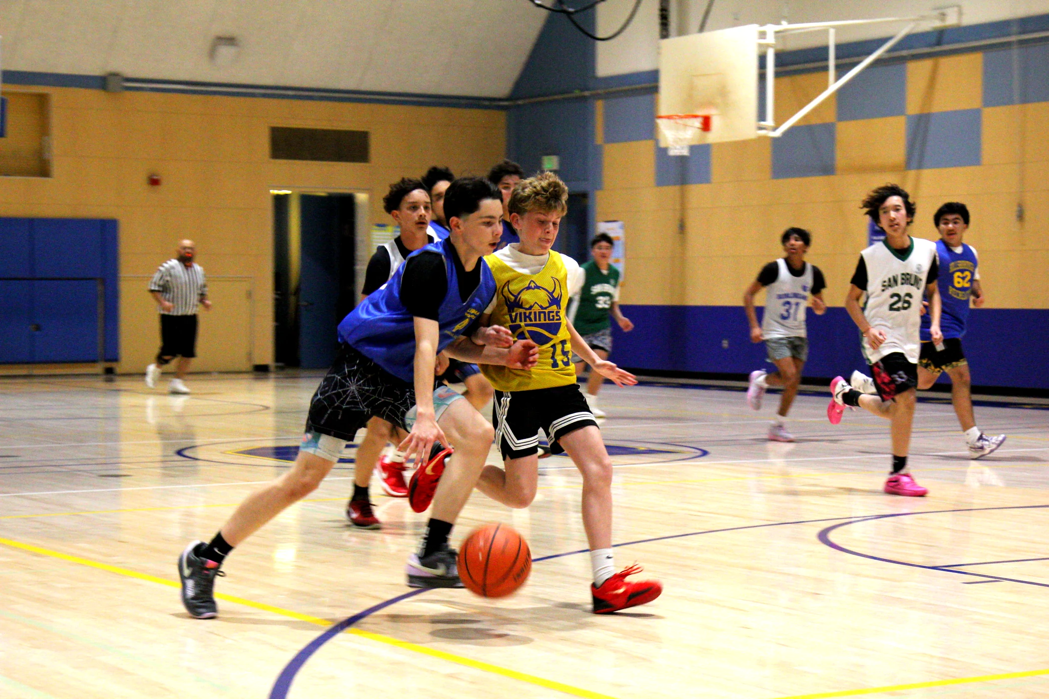 Basketball game action